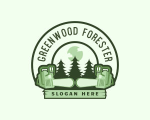 Forest Chainsaw Lumberjack logo design