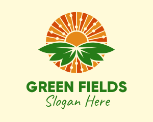 Fields - Nature Sun Leaves logo design