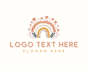 Boho - Rainbow Heart Kindergarten logo design