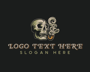 Pipe Smoking Skull Logo