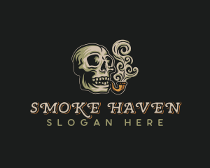 Pipe Smoking Skull logo design