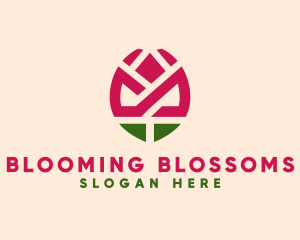 Blooming - Geometric Rose Flower logo design