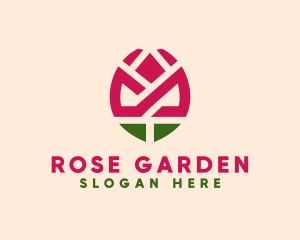 Rose - Geometric Rose Flower logo design
