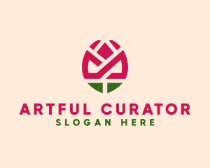 Geometric Rose Flower logo design