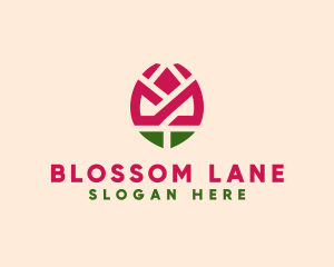 Geometric Rose Flower logo design