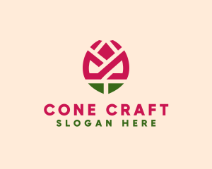 Geometric Rose Flower logo design