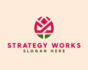 Geometric Rose Flower logo design