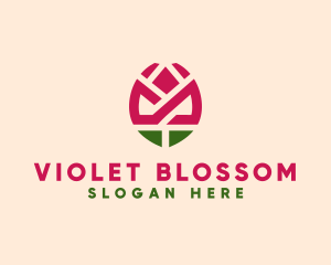 Geometric Rose Flower logo design