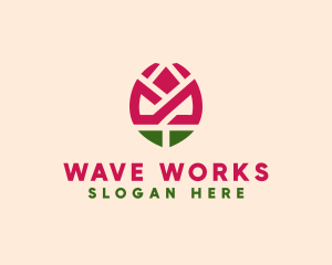 Geometric Rose Flower logo design