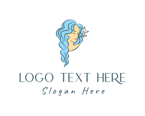 Woman - Blue Hair Beauty Salon logo design
