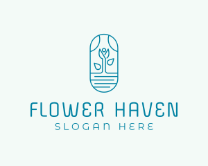 Capsule Flower Plant logo design