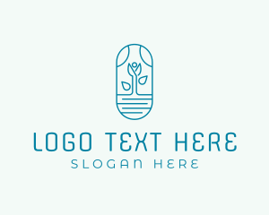 Teal - Capsule Flower Plant logo design