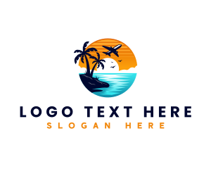 Airplane Beach Travel Logo