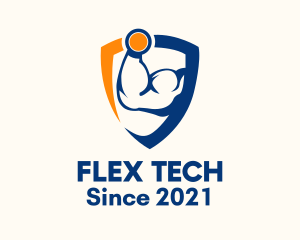 Flex - Bodybuilder Arm Shield logo design
