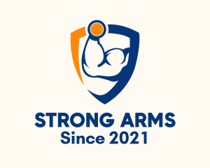 Bodybuilder Arm Shield logo design