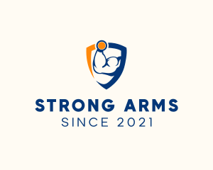 Bodybuilder Arm Shield logo design