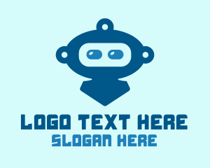 Cyborg - Blue Cute Robot logo design