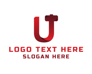 Stool - Red Hammer Letter U logo design