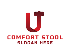 Stool - Red Hammer Letter U logo design