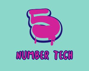 Number - Paint Graffiti Number 5 logo design