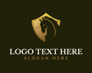 Horse Riding - Golden Pony Shield logo design