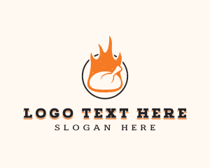 Rotisserie - Flame Chicken BBQ logo design