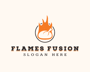 Flame Chicken BBQ logo design