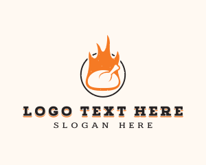 Hot - Flame Chicken BBQ logo design