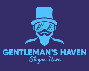 Futuristic Virtual Reality Gentleman logo design