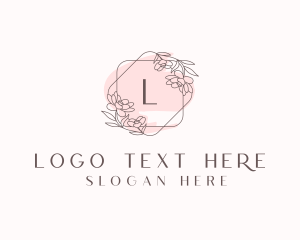 Wreath - Floral Watercolor Beauty Cosmetics logo design