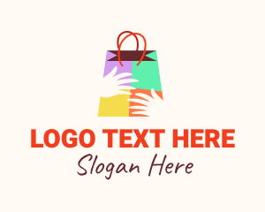 Paper Bag - Color Shopping Hands logo design