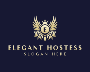 Elegant Crown Wings logo design