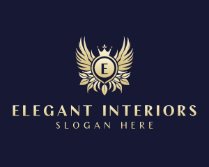 Elegant Crown Wings logo design