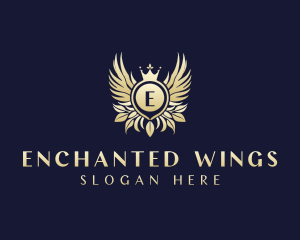 Elegant Crown Wings logo design