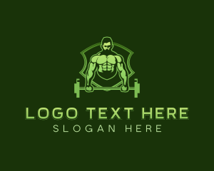 Muscle - Barbell Fitness Muscle logo design