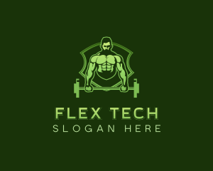 Flex - Barbell Fitness Muscle logo design