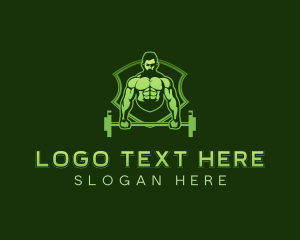 Strong - Barbell Fitness Muscle logo design