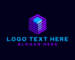 Cyber - Digital Data Cube logo design