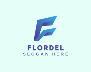 Professional Blue Letter F  logo design