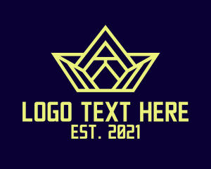 Line Art - Geometric Yellow Crown logo design