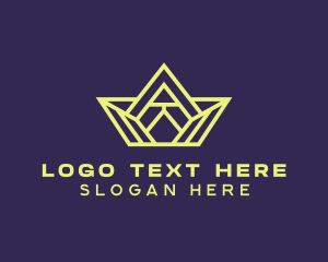 Luxe - Geometric Yellow Crown logo design