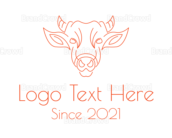 Orange Cow Face Logo