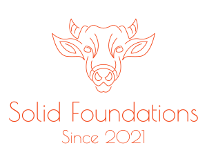 Butcher - Orange Cow Face logo design