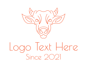 Bull - Orange Cow Face logo design