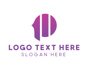 Technology - Digital Violet Stripe P logo design