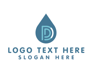Drainage - Water Drop Letter D logo design
