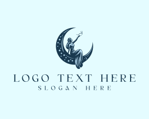 Hookah - Smoking Woman Crescent logo design
