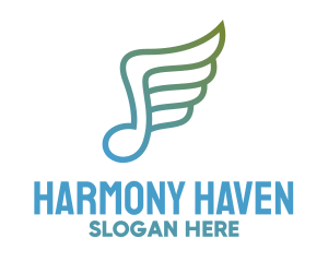 Harmony - Musical Note Wing logo design