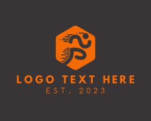 Sports - Running Athlete Hexagon logo design