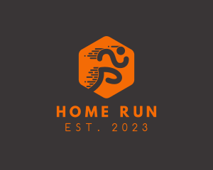 Running Athlete Hexagon logo design